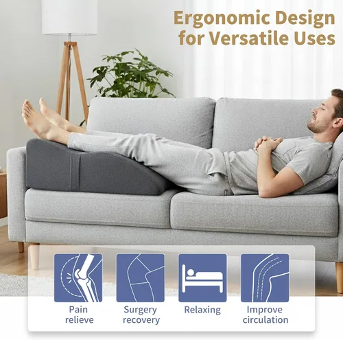 Miniatura 2 de itcozy - Almohada de elevación de piernas con espuma viscoelástica suave, almohada en forma de cuña para leer, descansar, cirugía, alivia el dolor
