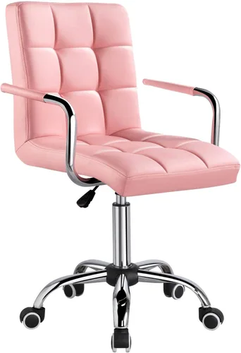 Miniatura 13 de Yaheetech Silla de Escritorio de Tareas de Cuero PU con Respaldo Medio, Silla Giratoria Moderna y Ajustable para Oficina en Casa con Ruedas Suaves