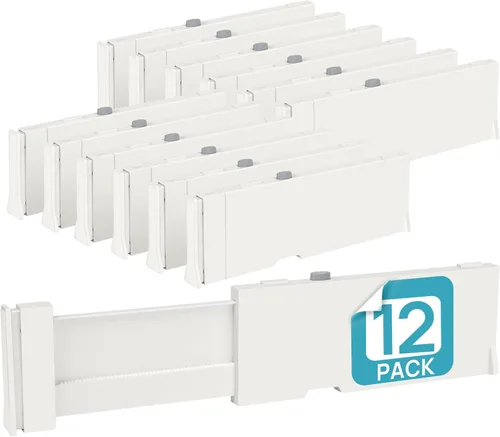 Miniatura 12 de Vtopmart Paquete de 6 separadores de cajones para ropa, 4 pulgadas de alto 11.3 a 17 pulgadas, organizador de cajones de tocador ajustable