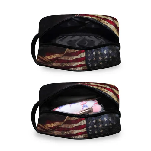 Miniatura 7 de Neceser de viaje de nailon, kit de afeitado, estuche de maquillaje, organizador de cosméticos para hombres y mujeres (bandera estadounidense)
