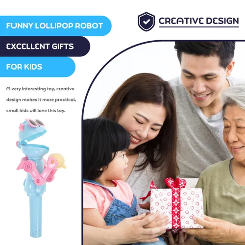 Miniatura 3 de Soporte para piruletas robot azul cielo para niños: juguete creativo para niños y niñas, fiesta de cumpleaños, 15 x 10.5 x 4.5 pulgadas, robot