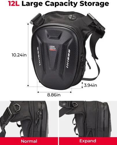 Miniatura 6 de KEMIMOTO Bolsa magnética para motocicleta, bolsa rígida de EVA para muslo y pierna caída, riñonera de motocicleta para hombres y mujeres, ideal