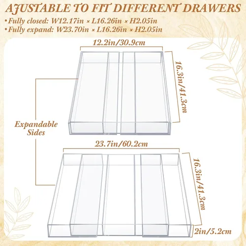 Miniatura 2 de Teenyyou 1 paquete de organizador expandible para cajones de cocina, organizador de utensilios de acrílico transparente, almacenamiento de cubiertos