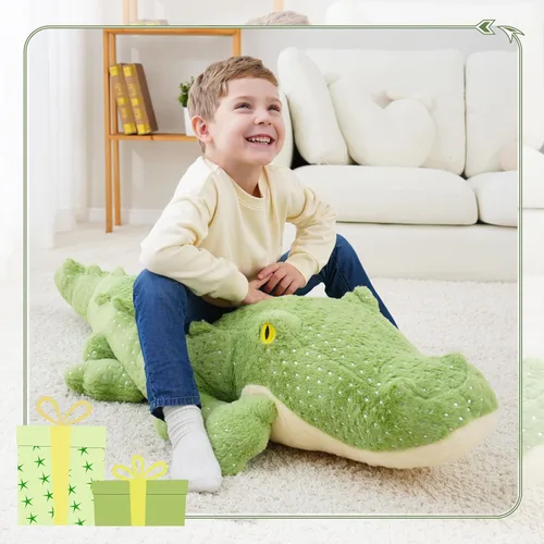 Miniatura 7 de Animales de peluche de cocodrilo gigante, animales de peluche de cocodrilo gigante, juguete de peluche de cocodrilo grande de 52 pulgadas, enorme