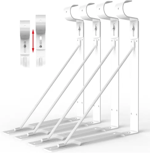 Soportes Ajustables de Gancho para Estante y Barra de Armario, Eau 4 Paquetes de Soporte de Barra de Armario Resistente Blanco para Almacenamiento