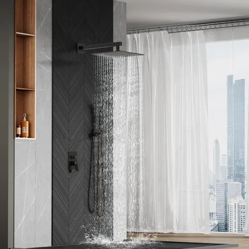Miniatura 61 de SR SUN RISE ORB - Juego de cabezal de ducha cuadrado y mango de lluvia, accesorios de ducha montados en la pared, kits de reparación de grifo