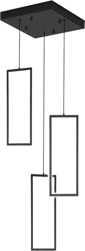 Miniatura 9 de ykolupty Moderno candelabro LED ajustable colgante negro lámpara colgante 3 luces rectangulares candelabros para cocina, escalera de isla comedor