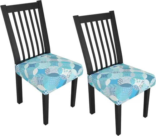 Miniatura 119 de Juego de 4 fundas elásticas para sillas de comedor, fundas para sillas de comedor con estampado floral, fundas para asientos de sillas con estampado