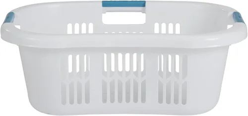 Miniatura 2 de Rubbermaid Cesta de lavandería/cesto grande Hip-Hugger, 1.5 bushel, blanco, contenedor de almacenamiento apilable/organizador