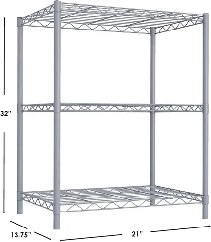 Miniatura 3 de Home Basics Unidad de almacenamiento de estantería de alambre (3 niveles, gris)