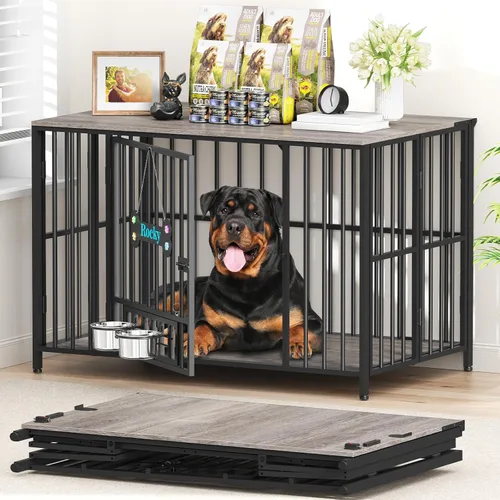 Miniatura 10 de Easycom Mueble plegable para perros de 43 pulgadas, no se ensambla para perros, jaulas decorativas para interiores, jaulas XL para perros grandes
