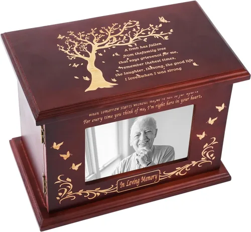Miniatura 11 de Urnas de cremación para cenizas humanas adultas masculinas o femeninas, urnas funerarias para cenizas con marco de fotos, caja de recuerdo de madera