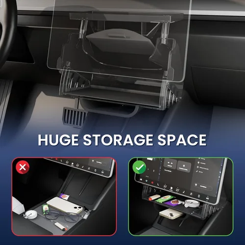 Miniatura 4 de Organizador de almacenamiento debajo de la pantalla para Tesla Model Y Juniper 2025-2026/Model 3 Highland 2024-2026, bandeja organizadora de consola