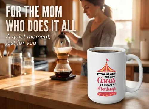 Miniatura 2 de Taza de café Not My Monkey Not My Circus de 15 onzas – Resulta hacia fuera – Regalos para la nueva mamá madre con niños recién nacidos, color blanco