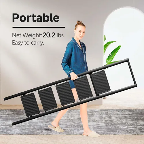 Miniatura 6 de escalera de 5 peldaños plegable con peldaños anchos antideslizantes para uso en el hogar y la cocina, ahorro de espacio (negro)