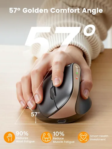 Miniatura 5 de SABLUTE MAM3 - Ratón ergonómico, mouse Bluetooth para manos pequeñas/medianas, conectividad de doble dispositivo para computadora/portátil, mouse
