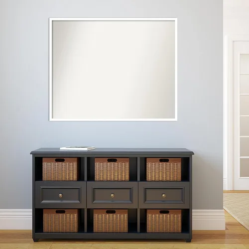 Miniatura 771 de Amanti Art Espejo de baño blanco para sobre el fregadero, 32 x 45 pulgadas, espejo de tocador rectangular blanco esbelto, marco de madera moderno