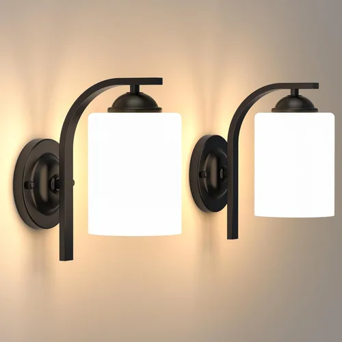 Miniatura 16 de Lámparas de Aplique de Pared para Dormitorio Baño, Iluminación Moderna de Tocador, Linternas de Montaje en Pared de Granja en Negro Mate