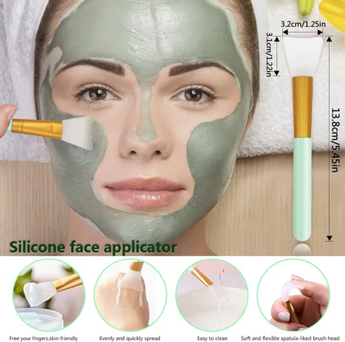 Miniatura 5 de Juego de 5 piezas de limpiador de silicona, cepillo para exfoliar labios, cepillo de limpieza facial de silicona, herramienta aplicadora facial y 2