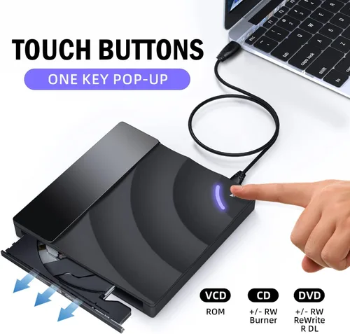 Miniatura 2 de YOTUO Unidad externa de CD/DVD, USB 3.0 portátil y USB-C CD RW, reproductor de DVD, quemador de DVD para laptop, escritorio, compatible con Windows