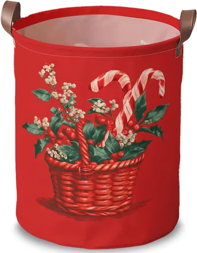 Miniatura 24 de Cesta de lavandería de 15.75 x 15.75 x 19.7 pulgadas, diseño de pingüino de Navidad, plegable, con asas, almacenamiento de ropa sucia