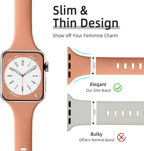Miniatura 2 de Lerobo - Banda delgada compatible con Apple Watch Series 9, 8, 7, 6, 5, 4, 3, 2, 1 - Reemplazo de silicona impermeable para bandas de iWatch Violeta