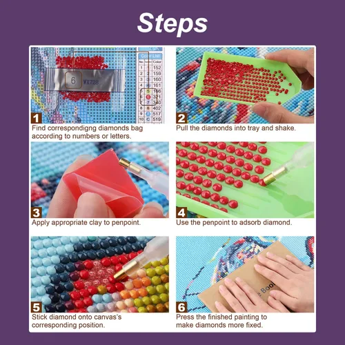 Miniatura 6 de Stalente Kits de pintura de diamantes para adultos, kits de arte de diamantes 5D para principiantes, pintura de diamante redonda para decoración