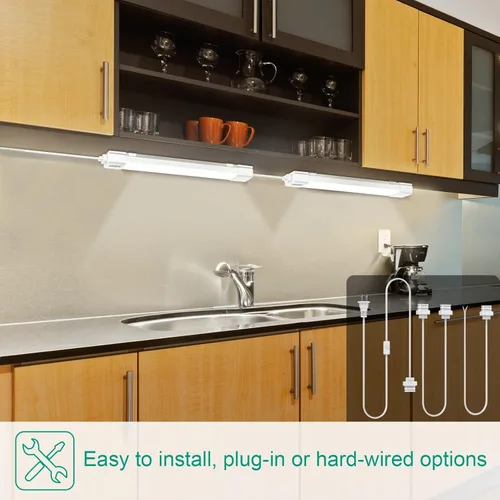 Miniatura 3 de Luces debajo de la encimera para cocina, tubo de luz LED impermeable y enlazable, luces de armario de 17 pulgadas, 16 W, 1700 lúmenes, luz de techo