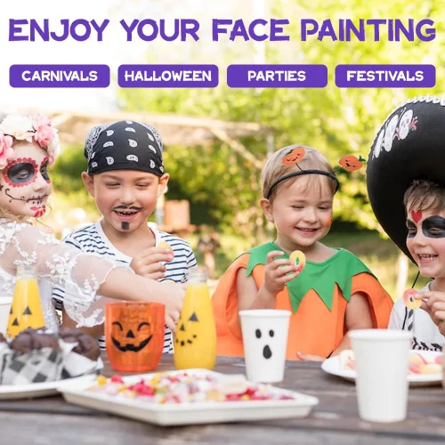 Miniatura 6 de OPHIR Kit profesional de pintura facial para niños y adultos, 5.14 onzas, no tóxica, activada por agua, arco iris, pintura facial con plantillas