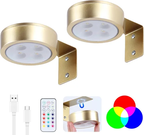 Miniatura 19 de Paquete de 2 luces inalámbricas para cuadros de pared, luz para cuadros recargable que funciona con batería con control remoto, luz regulable