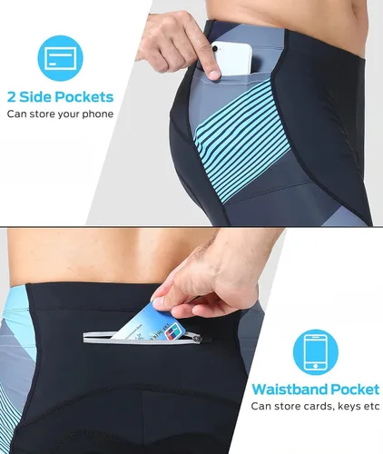 Miniatura 2 de Sportneer Mens Padded Bike Shorts with Pocket Gel Padding Bicycle Cycling Shorts for Mountain Road Biking with 3 Pockets