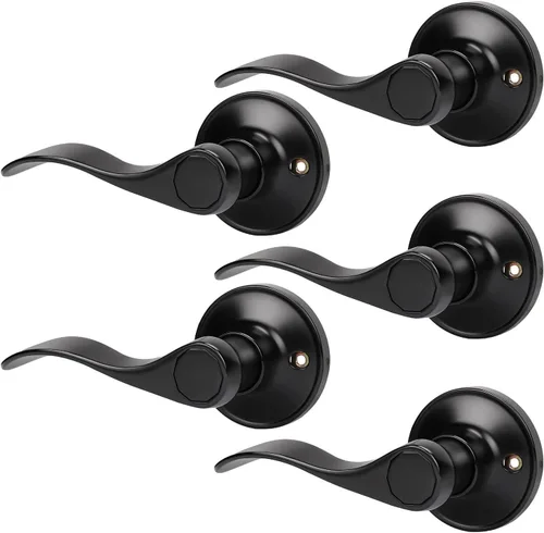 KNOBWELL Paquete de 5 manijas de puerta negras falsas para interiores, manijas de puerta de armario, manijas de puerta interiores, manija de puerta