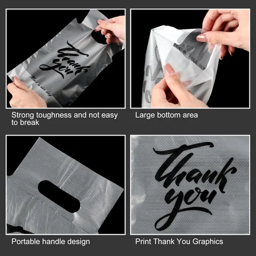 Miniatura 4 de PerKoop 500 Pz Portador de bebidas para entrega Portavasos transparente con asa Bolsas de agradecimiento Portavasos desechables de una sola toma