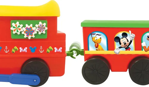 Miniatura 6 de Kiddieland Toys Limited - Mickey Choo, alimentado por batería, de 12 meses a 36 meses con Caboose & Tracks Ride On, los colores reflejantes pueden