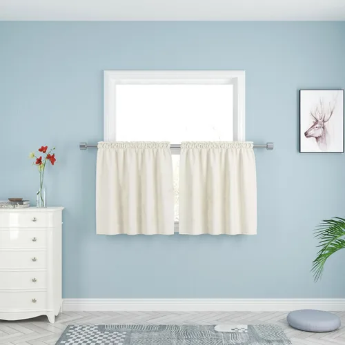 Miniatura 66 de UPOPO Cortinas de Niveles Beige Sobre Fregadero con Textura de Lino para Ventana de Cocina de 16 Pulgadas de Largo Caravana Privacidad Pequeñas