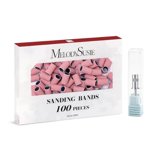 Miniatura 29 de MelodySusie - 100 bandas de lijado para brocas de uñas para lima eléctrica, de grano #80 grueso para limar uñas acrílicas, manicura y pedicura