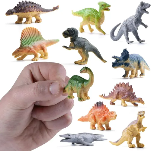 PREXTEX Caja de juguetes de figuras de dinosaurio (12 unidades) | Lo mejor para recuerdos de fiesta, decoración de plástico para cupcakes/pasteles