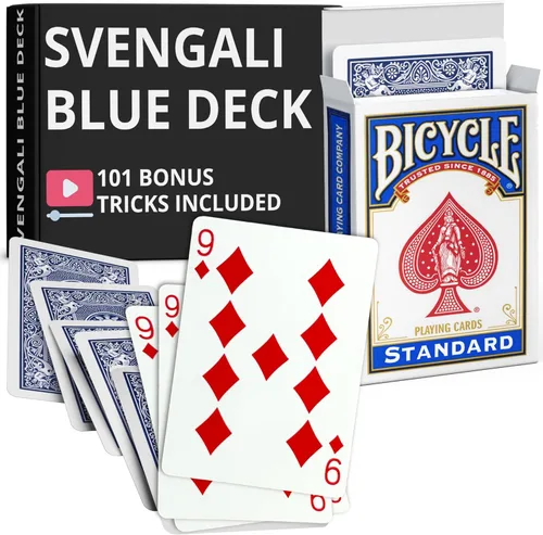 Miniatura 36 de Ted's Sterling Magic Precision Blue Rider Back Bicicleta Svengali Deck con instrucciones para más de 100 trucos (2 de clubes)