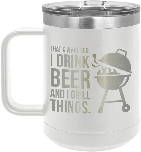 Miniatura 18 de Drink Beer Grill Things BLUE 15 oz Coffee Cup w/Slide Top Lid Insulated Travel Coffee Mug BBQ & Grilling Gift Idea For Men Who Have Everything