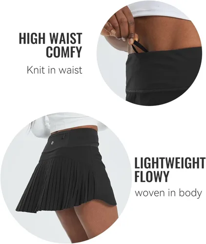 Miniatura 4 de baleaf - Falda de tenis plisada para mujer, falda pantalón de golf para mujer, cintura alta, pantalones cortos deportivos ligeros con bolsillos