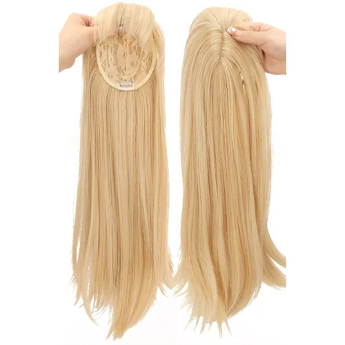 Miniatura 6 de 19.7 in de cabeza recta para la frente con flequillo grueso, parte media snythetic, clip en el pelo para mujeres, cubierta de pelo fino (25#)