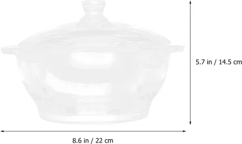 Miniatura 2 de Cacerola de vidrio transparente con tapa y asas, olla de 2.5 L para cocinar, hornear, servir, microondas y horno