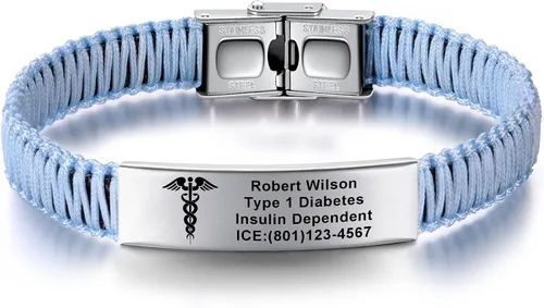 Miniatura 13 de Pulseras de alerta médica para mujeres Pulseras de identificación médica personalizables para hombres, niñas y niños Pulseras médicas trenzadas