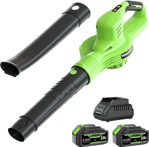 Miniatura 7 de Soplador de hojas inalámbrico, soplador de hojas eléctrico de 20V con batería de 4000mAh y cargador, 2 modos de velocidad, sopladores de hojas