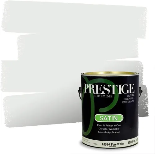 Miniatura 48 de Prestige Paints - Pintura y sellador 2 en 1 para exteriores, 1 galón, plana, similar a Sherwin Williams Snowfall, P100-P-SW6000