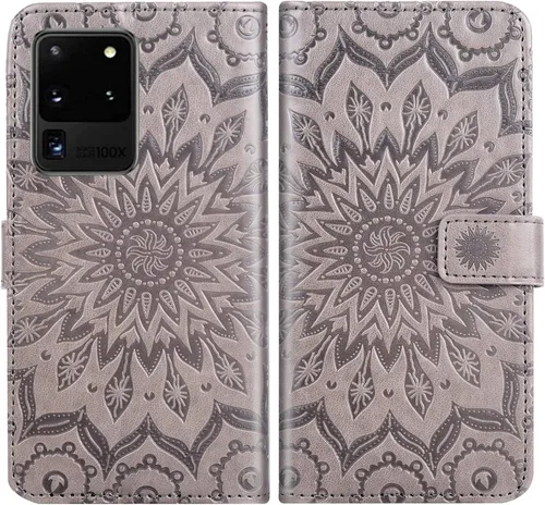 Miniatura 5 de Funda de teléfono para Samsung Galaxy S20 Ultra 5G con protector de pantalla de vidrio templado, funda de cuero con tapa para tarjetero, accesorios