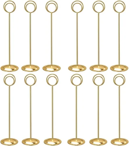 Miniatura 11 de HOHIYA Paquete de 12 soportes negros para números de mesa de 12 pulgadas, soportes para tarjetas de lugar de boda Elegantes soportes negros