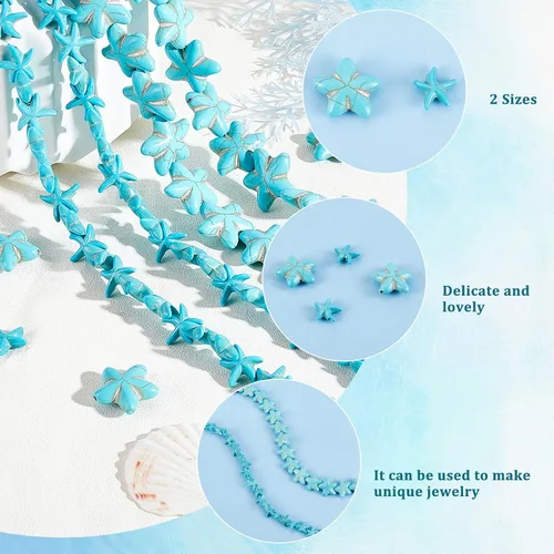 Miniatura 4 de Arricraft Alrededor de 118 cuentas de turquesa, 2 estilos de estrellas de mar sintéticas turquesa estrella de mar dijes para hacer pulseras