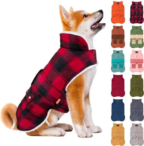Miniatura 22 de KYEESE Abrigo para Perros Cálido Abrigo de Invierno Acolchado para Mascotas con Agujero para la Correa Chaqueta Suave para Perros con Bolsillo