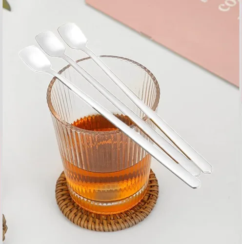 Miniatura 6 de Cuchara agitadora de barra de mango largo, cuchara de mezcla de té de acero inoxidable, para helado, café, postre, té, cuchara para cóctel, cuchara